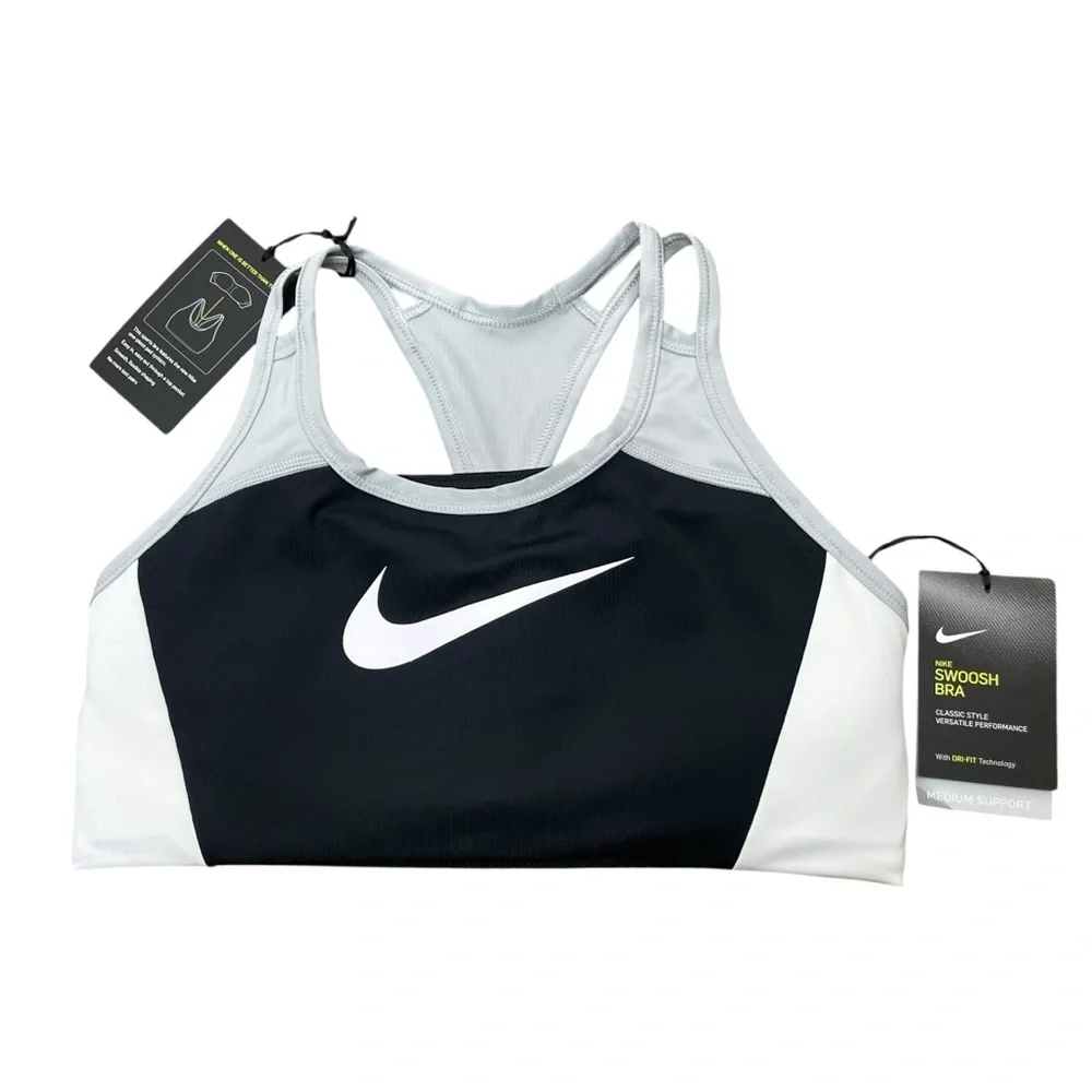 NWT Nike Swoosh Women's Medium-Support 1-Piece Pad Color-Block Sports‎ Bra